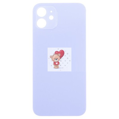 Задняя крышка для iPhone 12 Фиолетовый (стекло, широкий вырез под камеру, логотип) - Премиум