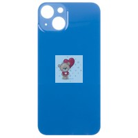 Задняя крышка для iPhone 13 Синий (стекло, широкий вырез под камеру, логотип) - Премиум