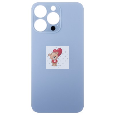 Задняя крышка для Applе iPhone 13 Pro (голубая) (стекло, узкий вырез под камеру, логотип)