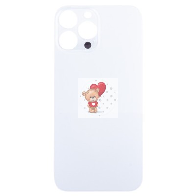 Задняя крышка для iPhone 13 Pro Белый (стекло, широкий вырез под камеру, логотип) - Премиум