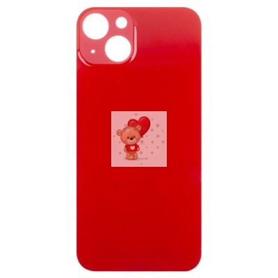 Задняя крышка для iPhone 13 Красный (стекло, широкий вырез под камеру, логотип) - Премиум