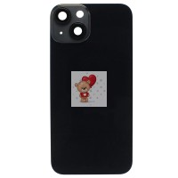 Задняя крышка для Apple iPhone 14 в сборе со стеклом камеры (черная) (стекло, логотип) - Премиум Задняя крышка для Apple iPhone 14 в сборе со стеклом камеры (черная) (стекло, логотип) - Премиум