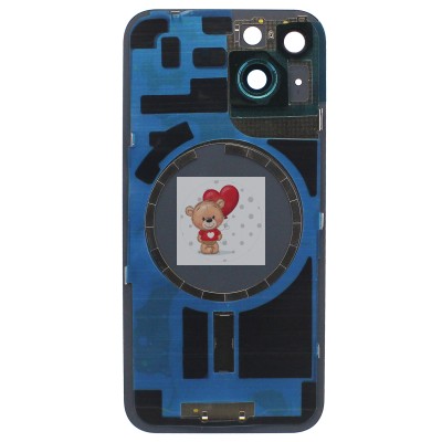 Задняя крышка для Apple iPhone 14 в сборе со стеклом камеры (черная) (стекло, логотип) - Премиум