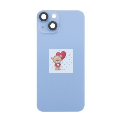 Задняя крышка для Apple iPhone 14 в сборе со стеклом камеры Синий (стекло, логотип) - Премиум Задняя крышка для Apple iPhone 14 в сборе со стеклом камеры Синий (стекло, логотип) - Премиум