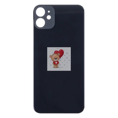 Задняя крышка для iPhone 11 Черный (стекло, широкий вырез под камеру, логотип) - Премиум