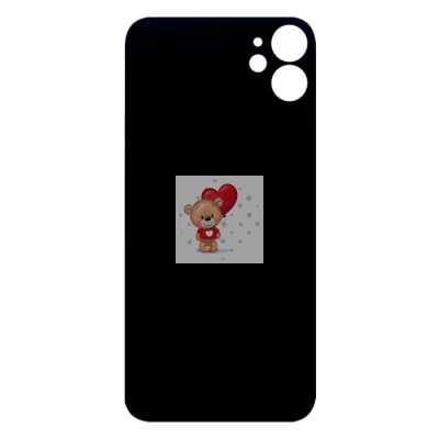 Задняя крышка для iPhone 11 Черный (стекло, широкий вырез под камеру, логотип) - Премиум