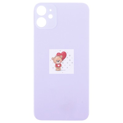 Задняя крышка для Applе iPhone 11 (фиолетовая) (стекло, узкий вырез под камеру, логотип)