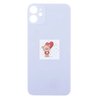 Задняя крышка для iPhone 11 Фиолетовый (стекло, широкий вырез под камеру, логотип) - Премиум