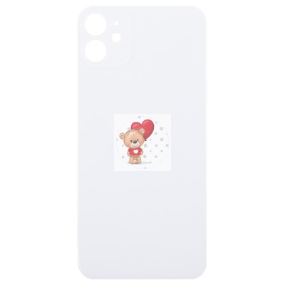 Задняя крышка для Applе iPhone 11 (белая) (стекло, узкий вырез под камеру, логотип)