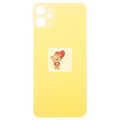Задняя крышка для Applе iPhone 11 (желтая) (стекло, узкий вырез под камеру, логотип)