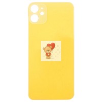 Задняя крышка для iPhone 11 Желтый (стекло, широкий вырез под камеру, логотип) - Премиум