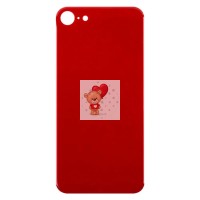 Задняя крышка для iPhone 8 Красный (стекло, широкий вырез под камеру, логотип) - Премиум