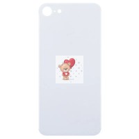 Задняя крышка для iPhone 8 Белый (стекло, широкий вырез под камеру, логотип) - Премиум