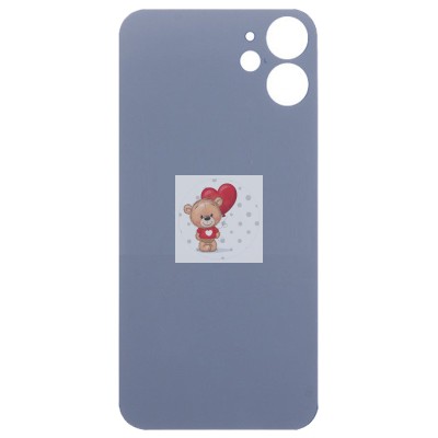 Задняя крышка для iPhone 12 mini Черный (стекло, широкий вырез под камеру, логотип) - Премиум