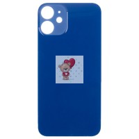 Задняя крышка для iPhone 12 mini Синий (стекло, широкий вырез под камеру, логотип) - Премиум Задняя крышка для iPhone 12 mini Синий (стекло, широкий вырез под камеру, логотип) - Премиум