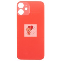 Задняя крышка для iPhone 12 mini Красный (стекло, широкий вырез под камеру, логотип) - Премиум
