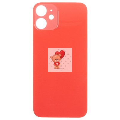 Задняя крышка для iPhone 12 mini Красный (стекло, широкий вырез под камеру, логотип) - Премиум