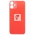 Задняя крышка для iPhone 12 mini Красный (стекло, широкий вырез под камеру, логотип) - Премиум