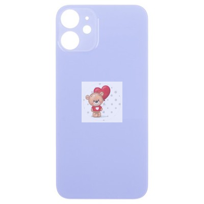 Задняя крышка для iPhone 12 mini Фиолетовый (стекло, широкий вырез под камеру, логотип) - Премиум