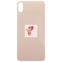 Задняя крышка для iPhone Xs Max Золото (стекло, широкий вырез под камеру, логотип) - Премиум