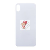 Задняя крышка для iPhone Xs Max Белый (стекло, широкий вырез под камеру, логотип) - Премиум