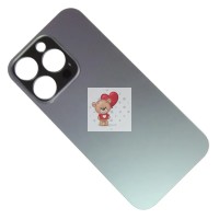 Задняя крышка для iPhone 14 Pro Черный (стекло, широкий вырез под камеру, логотип) - Премиум
