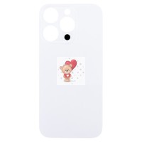 Задняя крышка для iPhone 14 Pro Белый (стекло, широкий вырез под камеру, логотип) - Премиум