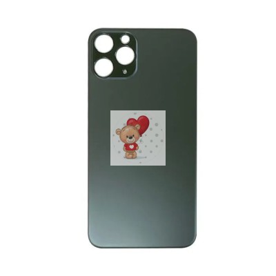 Задняя крышка для iPhone 11 Pro Max Темно-зеленый (стекло, широкий вырез камеры, логотип) - Премиум