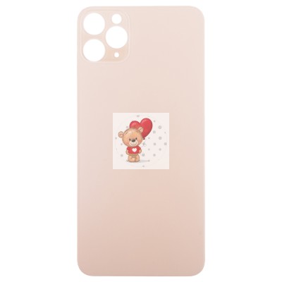 Задняя крышка для Applе iPhone 11 Pro Max (золото) (стекло, узкий вырез под камеру, логотип)