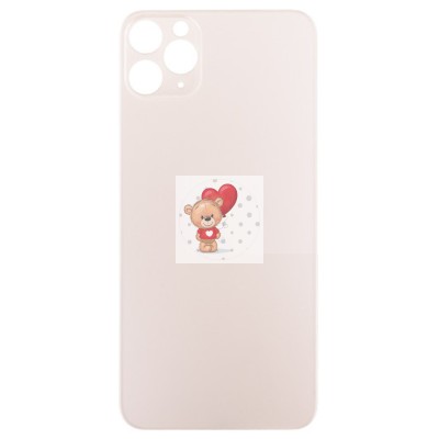 Задняя крышка для iPhone 11 Pro Max Золото (стекло, широкий вырез под камеру, логотип) - Премиум