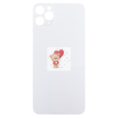Задняя крышка для iPhone 11 Pro Max Белый (стекло, широкий вырез под камеру, логотип) - Премиум