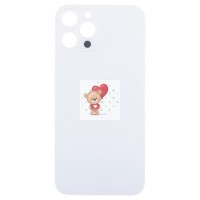 Задняя крышка для Apple iPhone 12 Pro Max Белый (стекло, узкий вырез под камеру, логотип) - Премиум