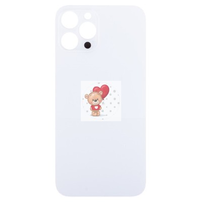 Задняя крышка для iPhone 12 Pro Max Белый (стекло, широкий вырез под камеру, логотип) - Премиум