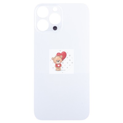 Задняя крышка для iPhone 13 Pro Max Белый (стекло, широкий вырез под камеру, логотип) - Премиум