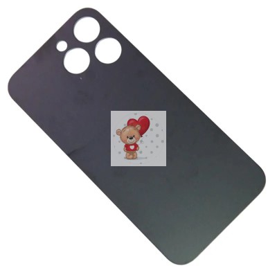 Задняя крышка для iPhone 14 Pro Max Черный (стекло, широкий вырез под камеру, логотип) - Премиум