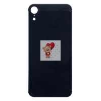 Задняя крышка для iPhone Xr Черный (стекло, широкий вырез под камеру, логотип) - Премиум