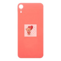 Задняя крышка для iPhone Xr Коралловый (стекло, широкий вырез под камеру, логотип) - Премиум