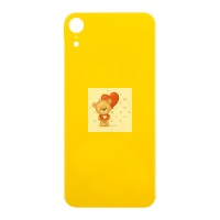 Задняя крышка для iPhone Xr Желтый (стекло, широкий вырез под камеру, логотип) - Премиум