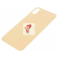 Задняя крышка для iPhone Xs Золото (стекло, широкий вырез под камеру, логотип) - Премиум