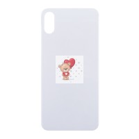 Задняя крышка для iPhone Xs Белый (стекло, широкий вырез под камеру, логотип) - Премиум