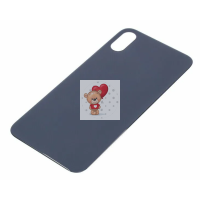 Задняя крышка для iPhone X Серый (стекло, широкий вырез под камеру, логотип) - Премиум