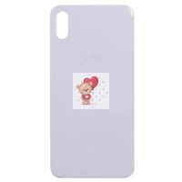 Задняя крышка для iPhone X Белый (стекло, широкий вырез под камеру, логотип) - Премиум