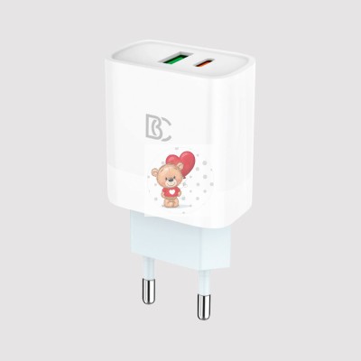Сетевое зарядное устройство USB/Type-C BC C62 (18W, QC3.0, PD, 2 порта) Белый Сетевое зарядное устройство USB/Type-C BC C62 (18W, QC3.0, PD, 2 порта) Белый