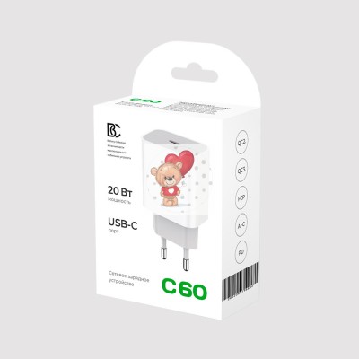 Сетевое зарядное устройство Type-C BC C60 (20W, PD) Белый