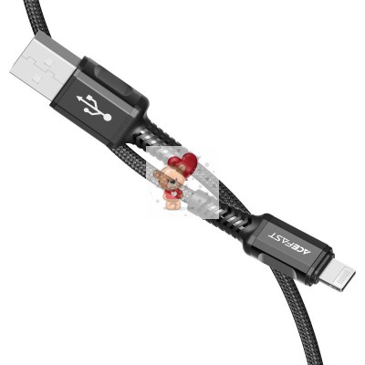 Кабель USB - Lightning Acefast C1-02 (2.4A, MFI, оплетка нейлон, 1,2 м) Черный Кабель USB - Lightning Acefast C1-02 (2.4A, MFI, оплетка нейлон, 1,2 м) Черный