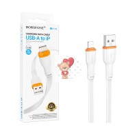 Кабель USB - Lightning Borofone BX118 (2.4A, плоский) Белый Кабель USB - Lightning Borofone BX118 (2.4A, плоский) Белый