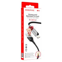 Кабель USB - Lightning Borofone BX54 (2.4A, оплетка нейлон) Черный Кабель USB - Lightning Borofone BX54 (2.4A, оплетка нейлон) Черный