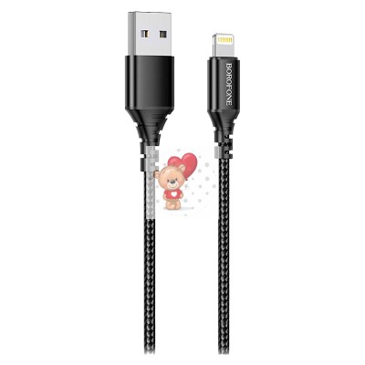 Кабель USB - Lightning Borofone BX54 (2.4A, оплетка нейлон) Черный Кабель USB - Lightning Borofone BX54 (2.4A, оплетка нейлон) Черный