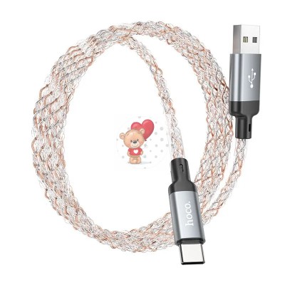 Кабель USB - Lightning Hoco U112 (2.4А, прозрачный светящийся) Серый