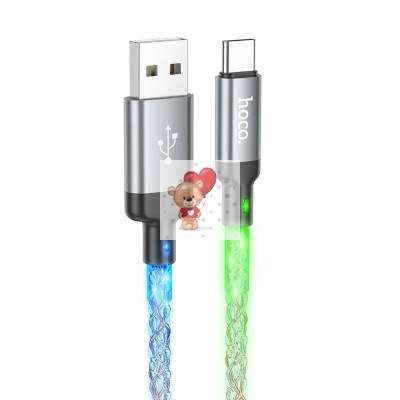 Кабель USB - Lightning Hoco U112 (2.4А, прозрачный светящийся) Серый Кабель USB - Lightning Hoco U112 (2.4А, прозрачный светящийся) Серый